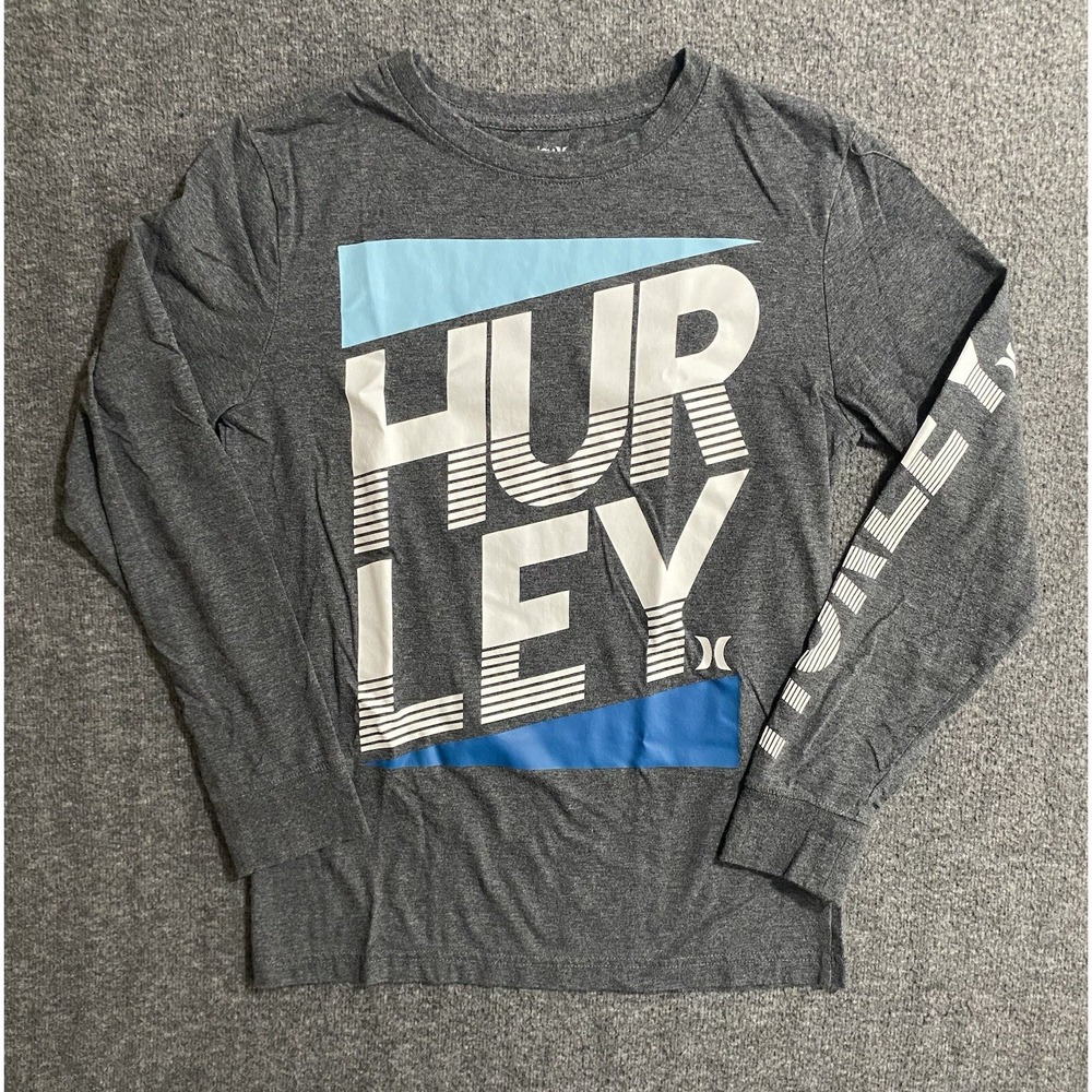 Hurley Shirt Boys Gray Outdoors Casual Lightweight Long Sleeve Size L-12/13